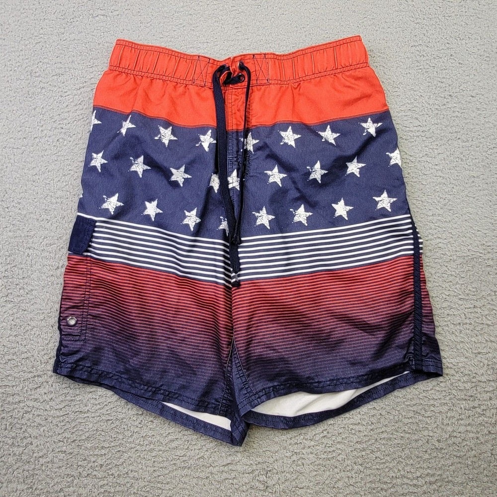 Cascade Sports Board Shorts Mens XL Blue Red Stars Flag 4th of July Pockets Swim